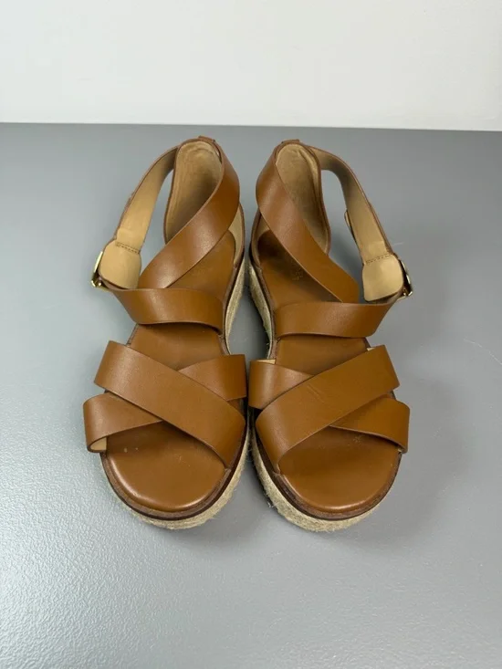 Michael Kors Lynn Espadrille Woven Platform Wide Strap Sandals Size Brown 8M - Picture 7 of 13